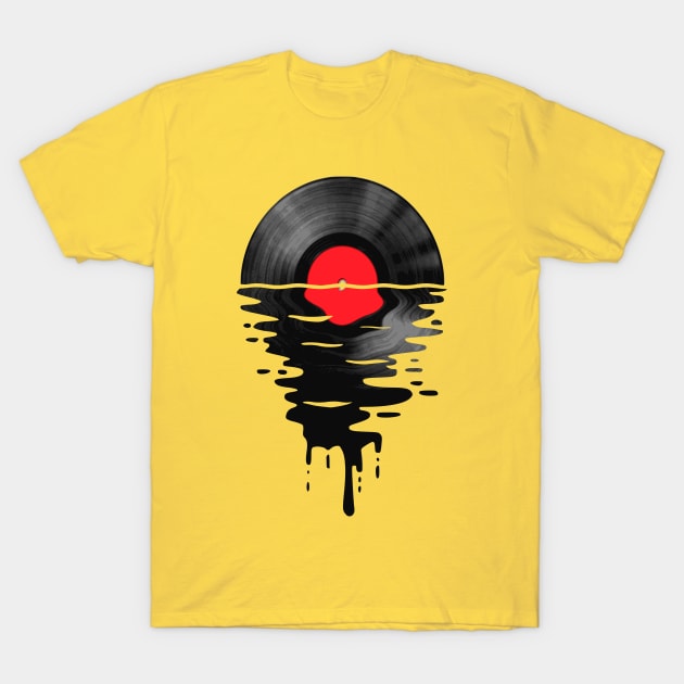 Vinyl LP Music Record Sunset Red T-Shirt by Nerd_art